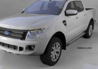 Пороги алюминиевые (Sapphire Silver) Ford Ranger (2012-) 4 дв