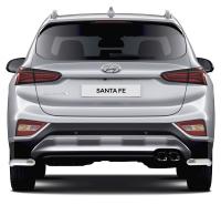 Защита заднего бампера d57 уголки Rival для Hyundai Santa Fe IV 2018-н.в.