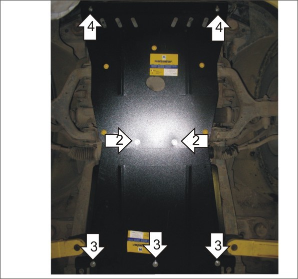 Фото Защита Motodor для картера, радиатора, кпп и дифференциала (две части) Ssang Yong Kyron (2005 по наст.)