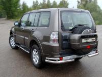 Защита задняя (уголки двойные) 76,1/42,4 мм для Mitsubishi Pajero IV 2011-2014