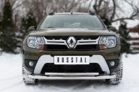 Защита переднего бампера d63 (секции) d42 (дуга)+декор паз RENAULT Duster 2015-