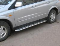 Пороги труба d42 с листом (лист алюм,проф.нерж) SSANG YONG Kyron 2007-