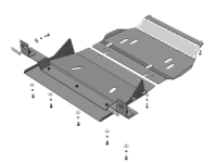 Защита двигателя и переднего дифференциала алюминиевая Мотодор Mitsubishi Pajero Sport II  2012-2016 МКПП