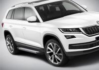 Пороги алюминиевые Rival "Silver" для Skoda Kodiaq 2017-