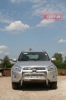 Решётка передняя мини d 60 с перемычкой низкая (удл.база) Toyota RAV-4 (2009-2012)