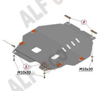 Защита Альфеко для картера двигателя и кпп Mitsubishi Outlander (V-3,0; 2012-2015-)