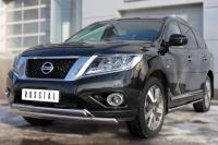 Пороги труба 75х42 овал с проступью NISSAN Pathfinder 2014-