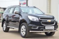 Пороги труба d42 с листом (лист алюм.,проф.нерж) (Вариант 1 ) CHEVROLET Trailblazer 2012-