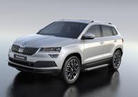 Пороги алюминиевые Rival "Silver" для Skoda Karoq 2020-н.в.
