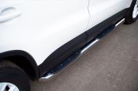 Пороги труба d76 с накладками (вариант 1) VOLKSWAGEN Tiguan Track & Field 2011-2016