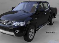 Пороги алюминиевые (Emerald Black) Mitsubishi L200 (2006-2013 / 2014-)