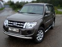 Защита передняя нижняя 76,1/42,4 мм для Mitsubishi Pajero IV 2011-2014
