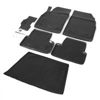 Комплект ковриков салона и багажника Rival для Opel Astra J универсал 2009-2017, полиуретан, с крепежом, с перемычкой, 6 шт., K14202010-6