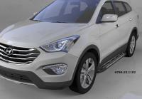 Пороги алюминиевые (Corund Silver) Hyundai Santa Fe (Хёндай Санта Фе) (2012-/2013-)