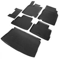 Комплект ковриков салона и багажника Rival для Nissan Qashqai II 5-дв. (кроме Российской сборки) 2014-2015, полиуретан, с крепежом, с перемычкой, 6 шт., K14105002-1