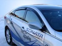 Дефлекторы боковых окон Hyundai Sonata (Хёндай Соната) (2010-) (4 части) (темн.)