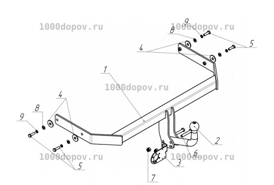 фото Фаркоп AvtoS для VOLKSWAGEN Polo V хетчбэк (2009-2017)