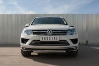 Защита переднего бампера d75х42 (дуга) короткая VOLKSWAGEN Touareg 2014-