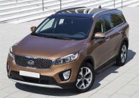Пороги алюминиевые Rival "Black" для Kia Sorento Prime 2015-2017