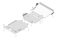 Защита картера Двигателя, Переднего дифференциала, КПП, Радиатора, алюминиевая Мотодор Toyota Land Cruiser 200  2015-2021