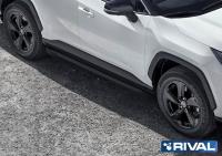 Пороги алюминиевые Rival "Black" для Toyota RAV 4 2019-