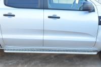 Пороги труба d42 с листом (лист алюм., проф. нерж) (Вариант 1) FORD RANGER 2011-