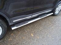 Пороги овальные с накладкой 120х60 мм для Geely Atlas 2018-