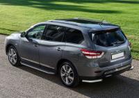 Пороги алюминиевые Rival "Premium" для Nissan Pathfinder 2014-2017