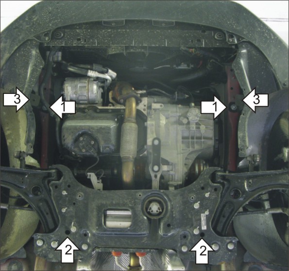 Фото Защита Motodor для картера и кпп Skoda Superb (2008 по наст.) (со стальным подрамником)