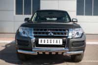 Защита переднего бампера d76 (дуга) d76х2 (дуга)+клыки MITSUBISHI Pajero 4 2014-