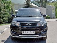 Защита переднего бампера d63 секция-75х42 дуга CHERY TIGGO 5 2014
