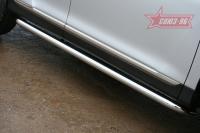 Пороги труба d 60, (компл 2шт) уходящие под машину "Toyota Highlander" 2010-
