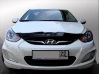 Дефлектор капота Hyundai Accent (Хёндай Соларис) (2010-2014) (темный) (короткий)