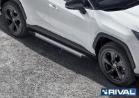 Пороги алюминиевые Rival "Silver" для Toyota RAV 4 2019-