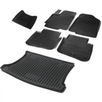 Комплект ковриков салона и багажника Rival для Kia Rio III хэтчбек 2011-2017, полиуретан, без крепежа, с перемычкой, 6 шт., K12803001-8