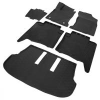 Комплект ковриков салона и багажника Rival для Toyota Fortuner (7 мест) 2017-н.в., полиуретан, с крепежом, с перемычкой, 6 шт., K15707003-1