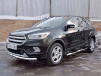 Пороги труба d76 с накладкой (вариант 2) FORD KUGA 2016-