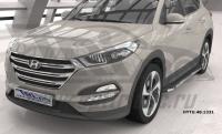 Пороги алюминиевые (Brillant) Hyundai Tucson (2015-) / Kia Sportage (2016-) (черн/нерж)