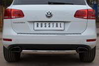 Защита заднего бампера d75х42 овал (дуга) VOLKSWAGEN Touareg 2010-2013