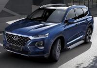 Пороги алюминиевые Rival "Silver" для Hyundai Santa Fe 2018-