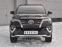 Защита переднего бампера d63 волна с надписью TOYOTA FORTUNER 2017-