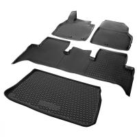 Комплект ковриков салона и багажника Rival для Renault Scenic II рестайлинг компактвэн 2006-2010, полиуретан, с крепежом, 4 шт., K14708001-2