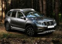 Защита переднего бампера d57+d42 с профильной защитой картера Nissan Terrano 2014-