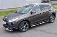 Пороги труба d76 с накладками (вариант 3) PEUGEOT 4008 2012-2017