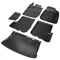 Комплект ковриков салона и багажника Rival для Renault Sandero I 2009-2014, полиуретан, с крепежом, с перемычкой, 6 шт., K14703002-1