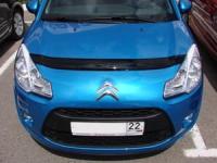Дефлектор капота Citroen (Ситроен) C3 Хэтчбек (2009-) (темный)