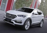 Пороги алюминиевые Rival "Premium-Black" для Hyundai Santa Fe 2012-2016-
