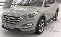 Пороги алюминиевые (Emerald silver ) Hyundai Tucson (2015-) / Kia Sportage (2016-)