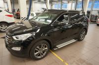 Пороги алюминиевые (Brillant) Hyundai Santa Fe (Хёндай Санта Фе) (2012-/2013-) (серебр)