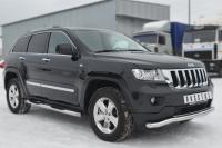 Защита порогов d76 с накладкой (вариант 3) JEEP Grand Cherokee 2012